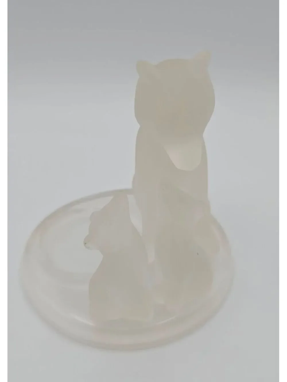 Retired PartyLite Frosted Glass Wolf Family Tealight Candle Holder